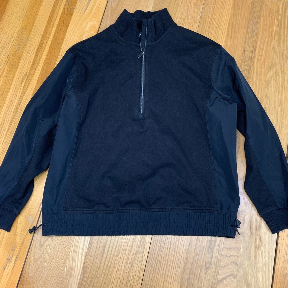 Athleta Black Mixed Media Quarter Zip Fleece Pullover Jacket Womens Size Small S